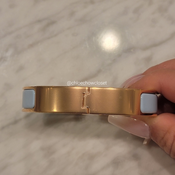 HERMES CLIC H ROSE GOLD ENAMEL BRACELET GM (BLEU POLAIRE) - Picture 5 of 7